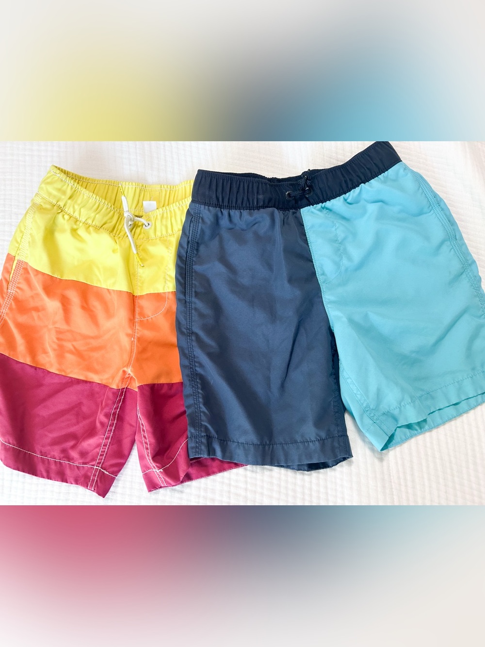 Gap set of two Colorblock Boys Swim Trunks - Vibrant Multi & Navy/Turquoise